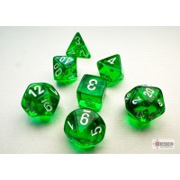 Translucent Mini-hedral Green/white 7-Die Set (CHX20375)