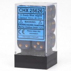 Chessex Opaque: 16mm D6 Dusty Blue/Copper (12pcs) (CHX25626 )